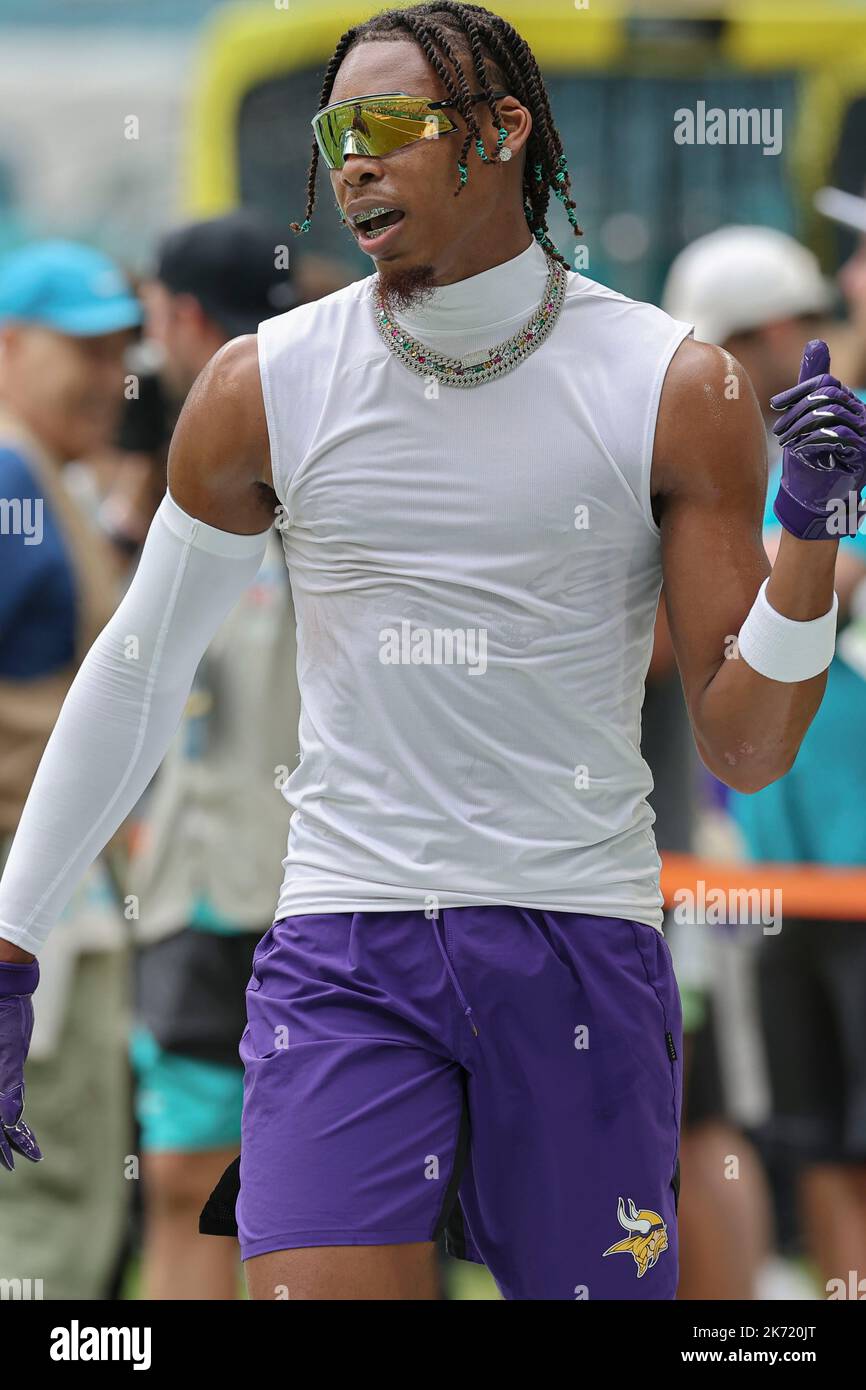 February 3, 2022: Minnesota Vikings wide receiver Justin Jefferson (18)  during the NFC Pro Bowl Practice at Las Vegas Ballpark in Las Vegas,  Nevada. Darren Lee/(Photo by Darren Lee/CSM/Sipa USA Stock Photo 