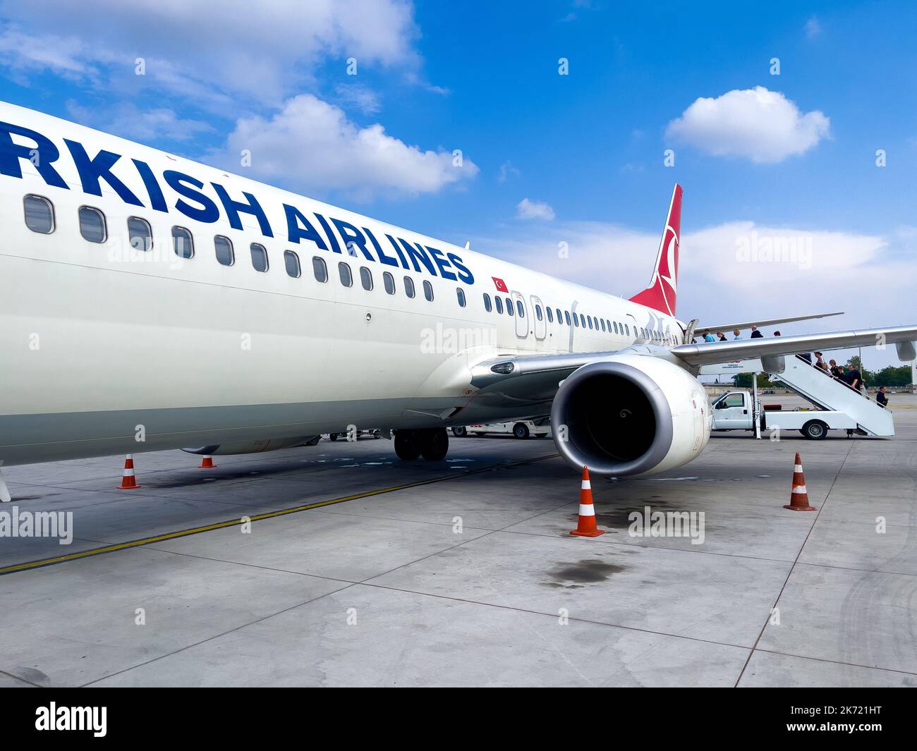 a white passenger plane of turkish airlines Stock Photo Alamy