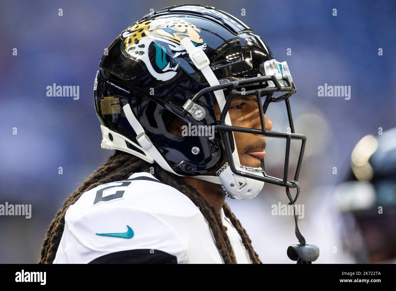 Jacksonville Jaguars safety Rayshawn Jenkins (2) holds the ball during a NFL  football game against the Indianapolis Colts, Sunday, September 18, 2022 in  Jacksonville, Fla. (AP Photo/Alex Menendez Stock Photo - Alamy