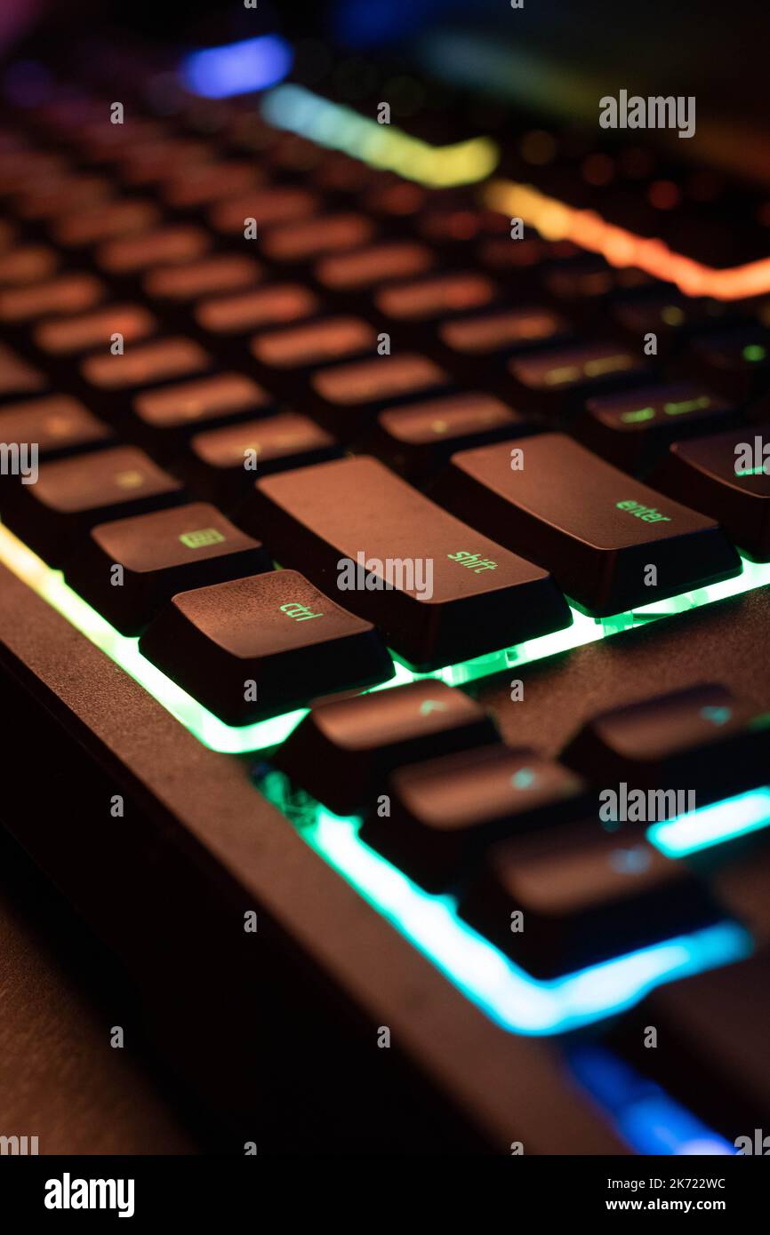 Gaming keyboard lit up Stock Photo Alamy