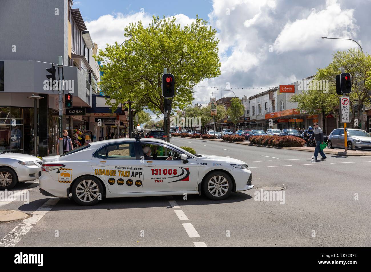 Australian taxi saloon car in Orange city centre, New South Wales