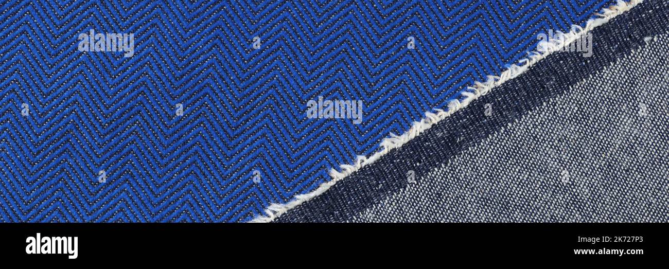 Blue jeans texture macro denim fabric closeup Stock Photo