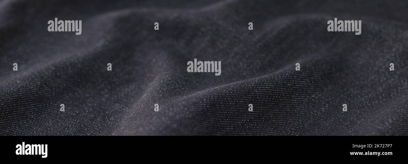 Black grunge fabric texture for background closeup Stock Photo