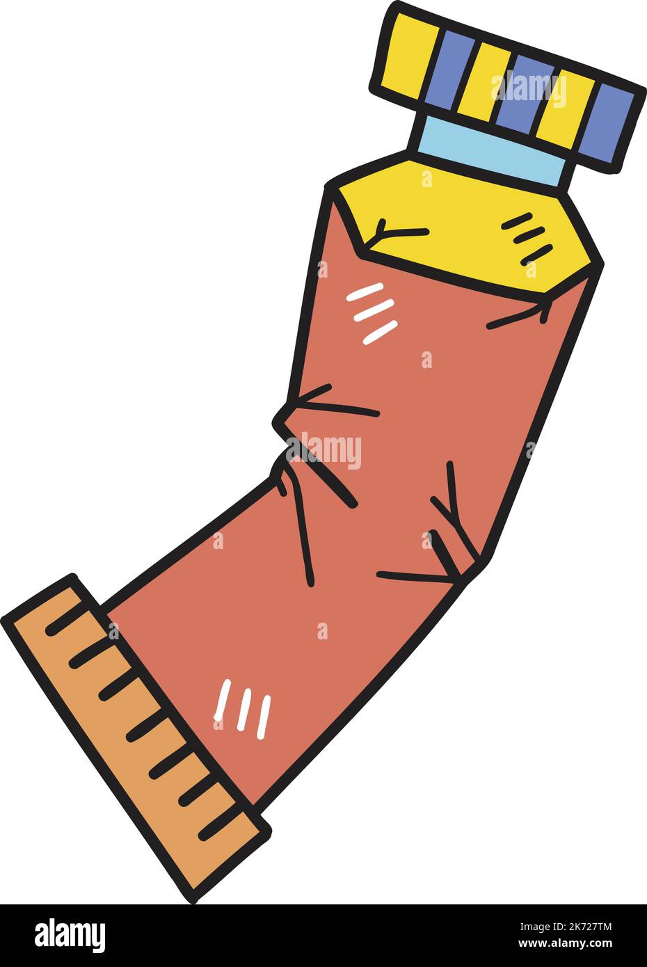 Hand Drawn squeezed Paint tubes illustration isolated on background