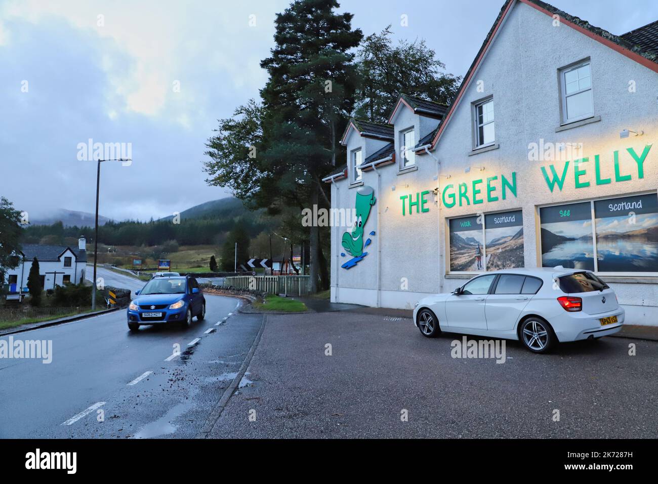 The Green Welly Stop at dusk Tyndrum Scotland  October 2022 Stock Photo