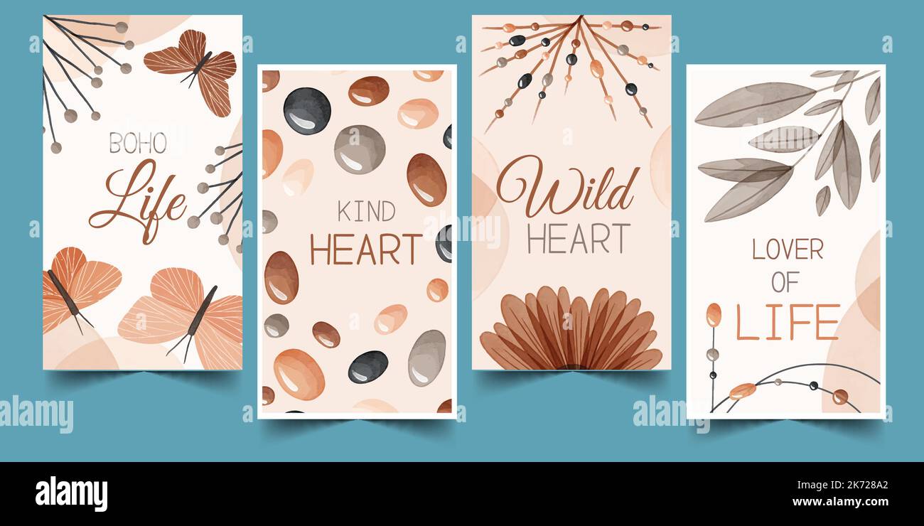 watercolor boho covers set collection vector design illustration Stock Vector