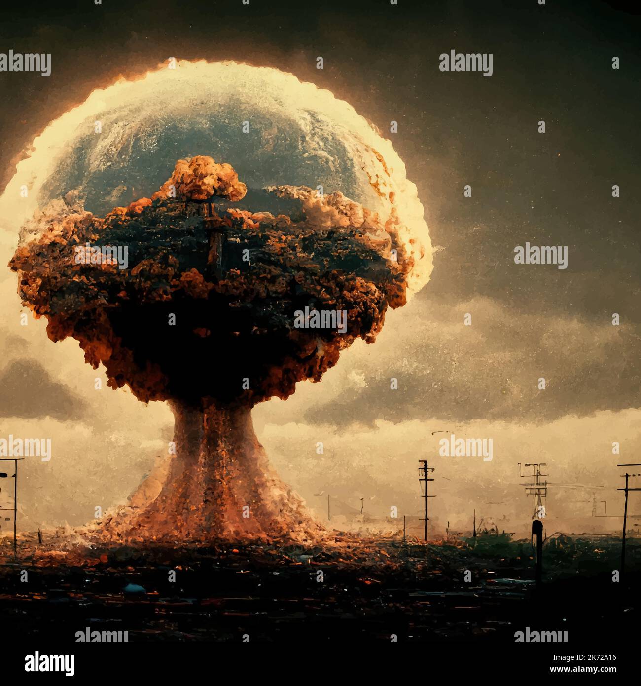 Mushroom from a nuclear bomb explosion. Nuclear war in the world. End