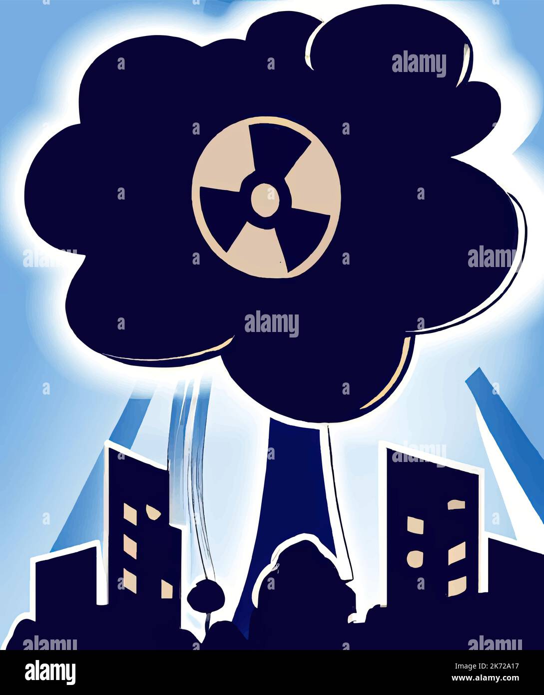 Mushroom from the explosion of a nuclear bomb over the city. Nuclear ...