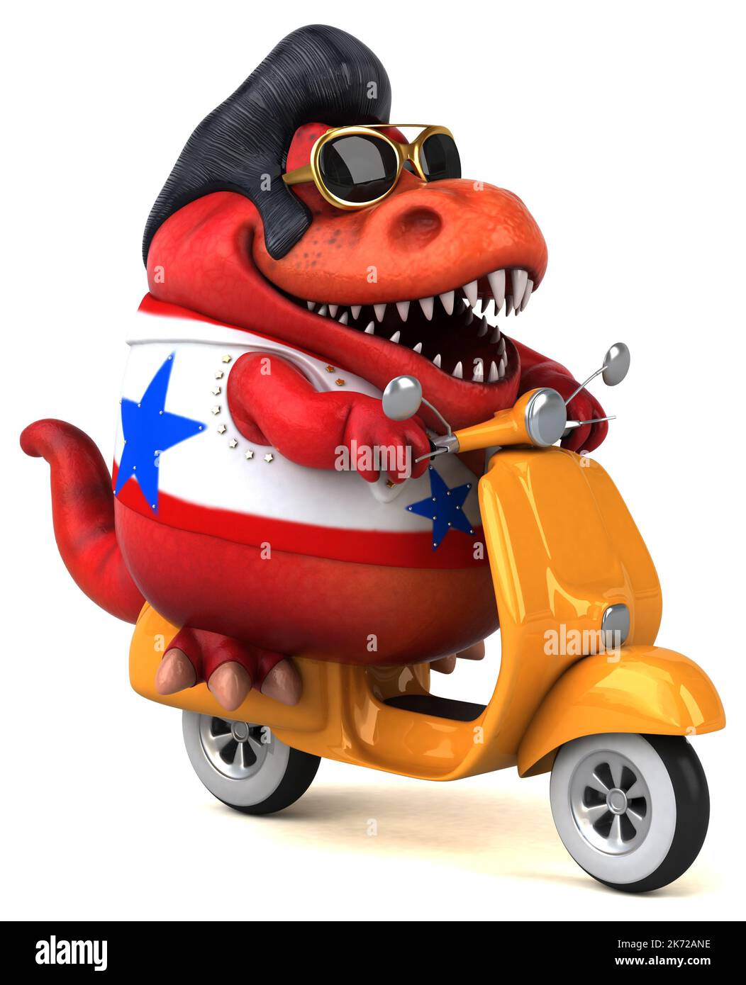 Fun 3D cartoon illustration of a Trex rocker Stock Photo - Alamy