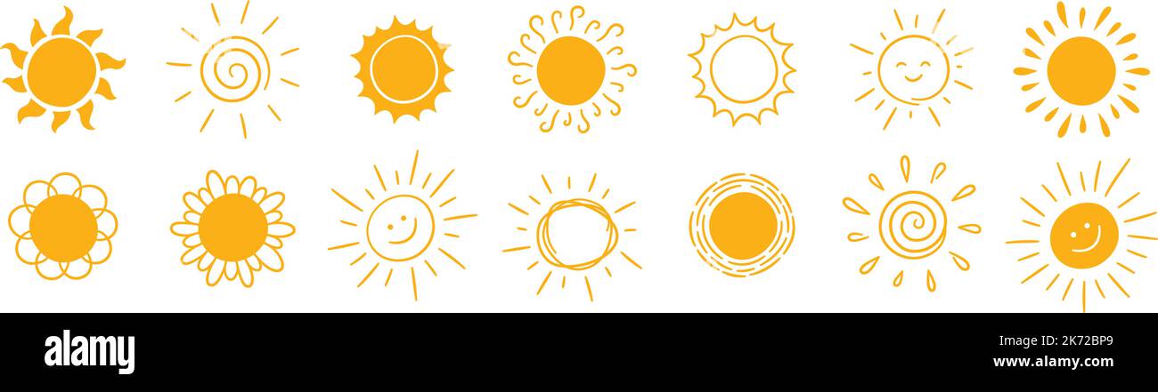 Weather icons doodle set hi-res stock photography and images - Alamy