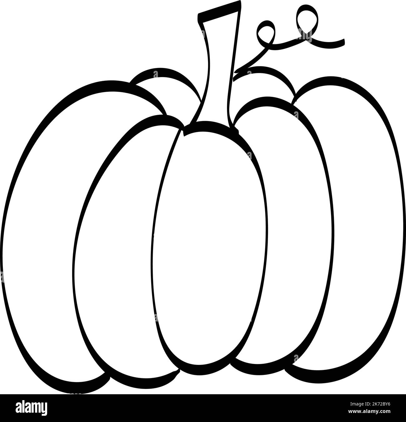 Simple Pumpkin Line Drawing. Black and white Autumn Pumpkin Stock ...