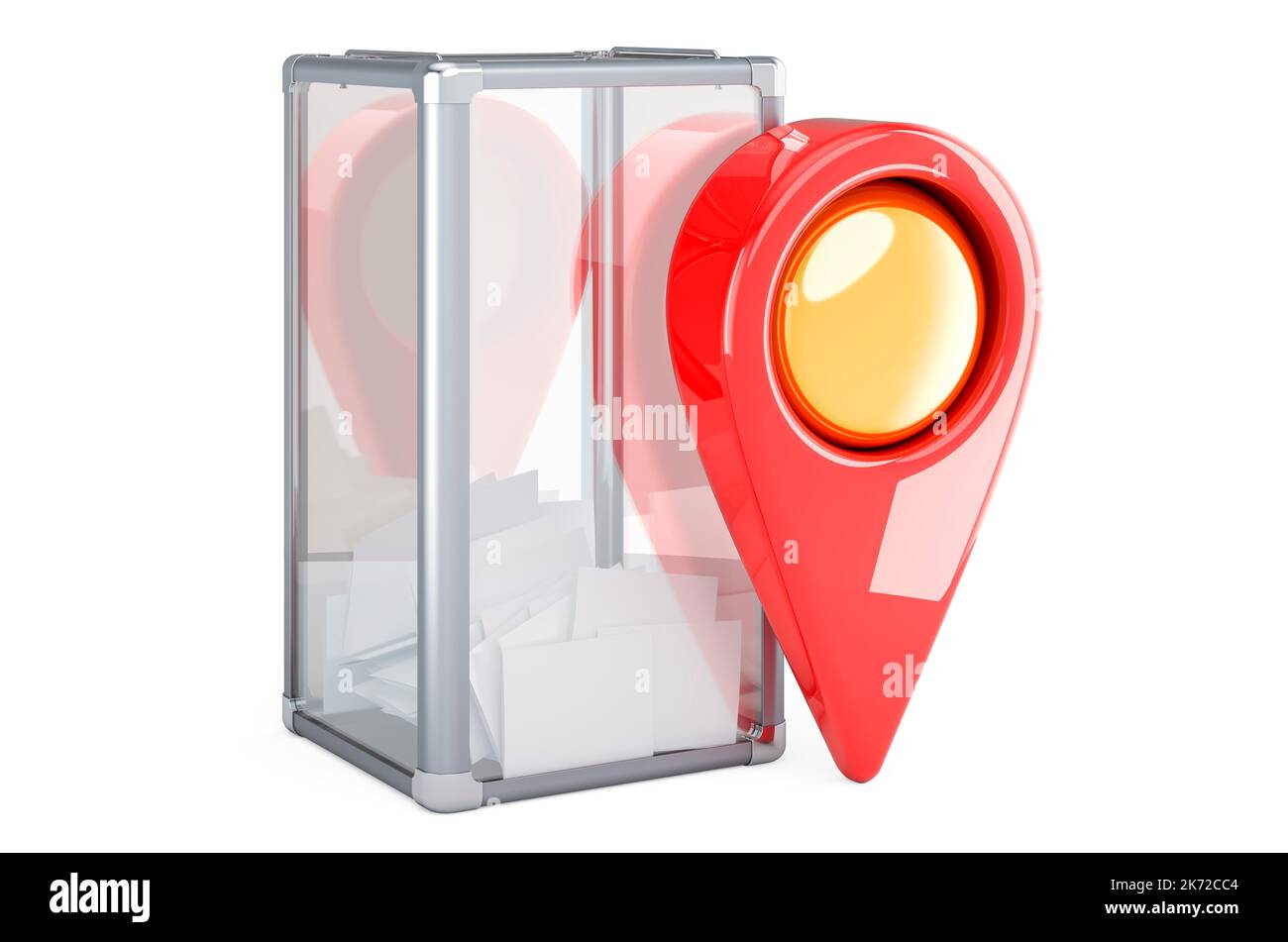 Ballot box with map pointer, 3D rendering isolated on white background ...