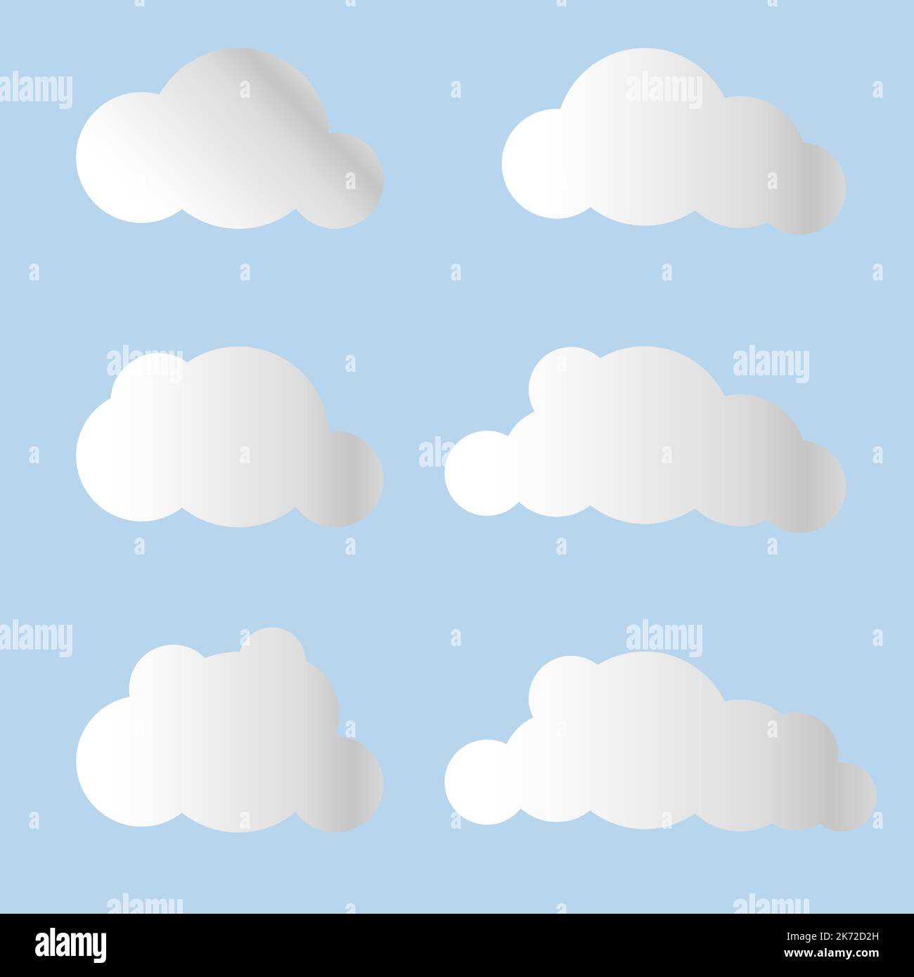 Cloud. Abstract white cloudy set isolated on blue background. Vector ...