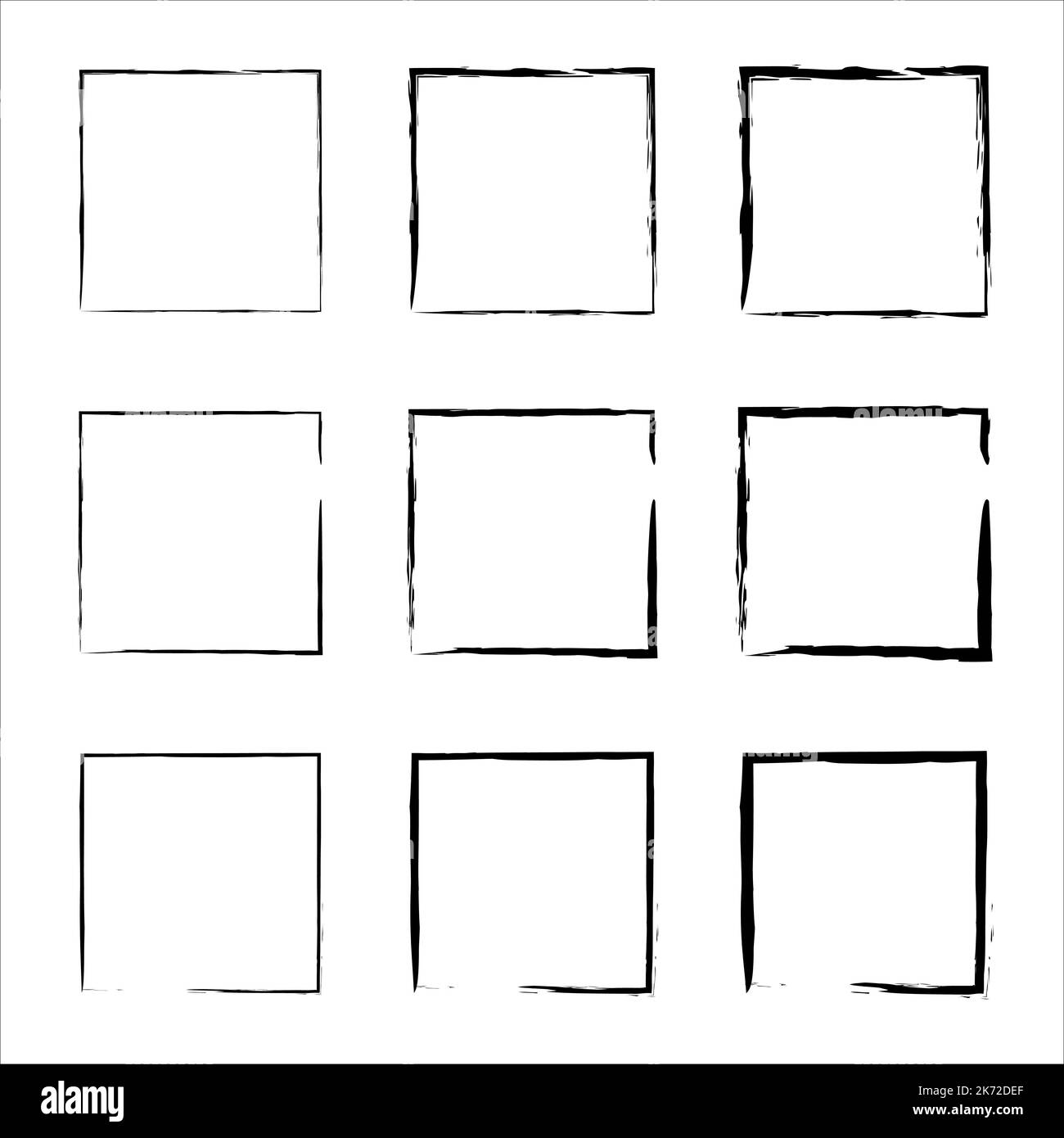 Grunge frames vector set. Handdrawn square frame. rectangular shapes ...
