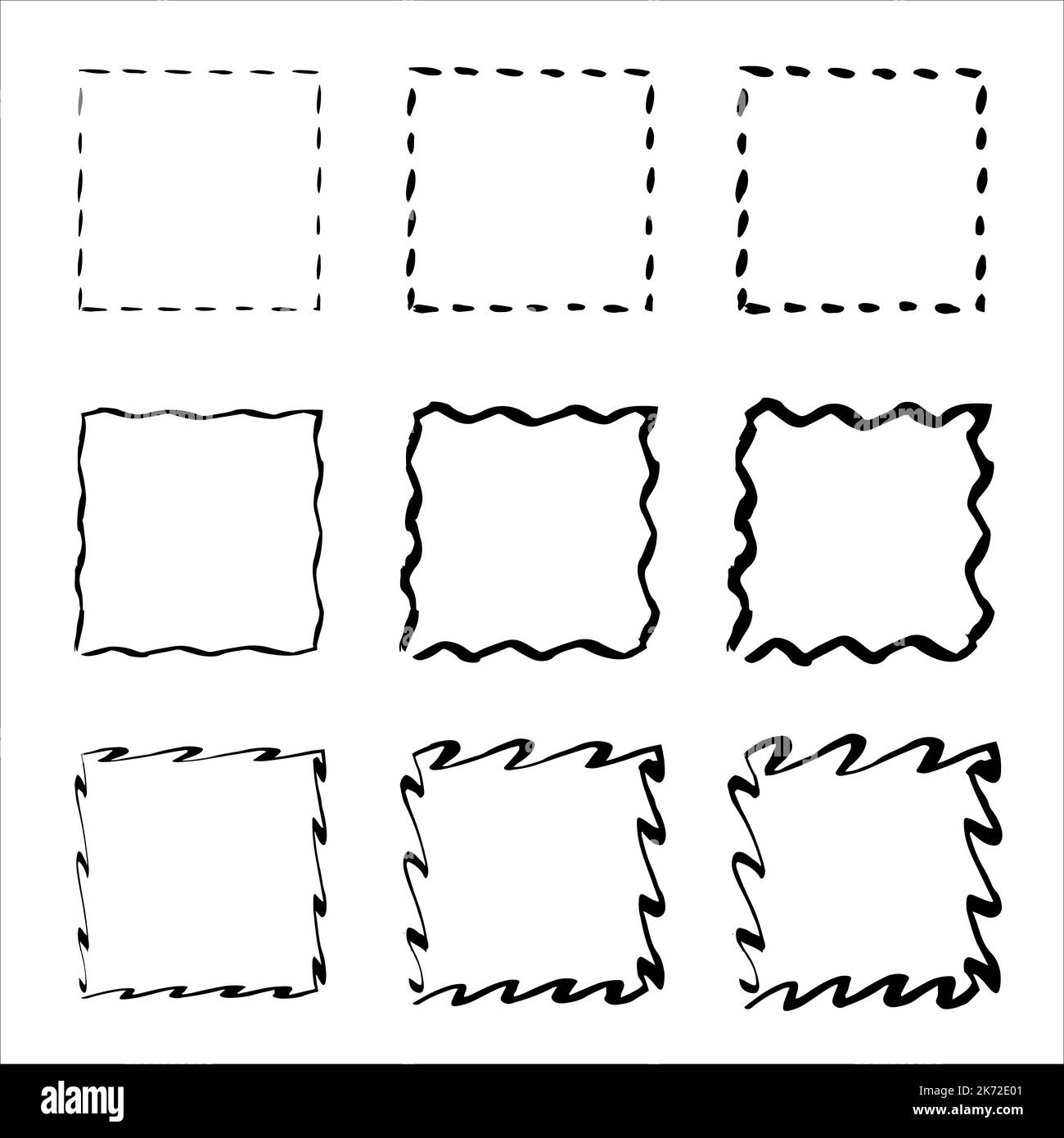 Grunge frames vector set. Handdrawn square frame. rectangular shapes ...