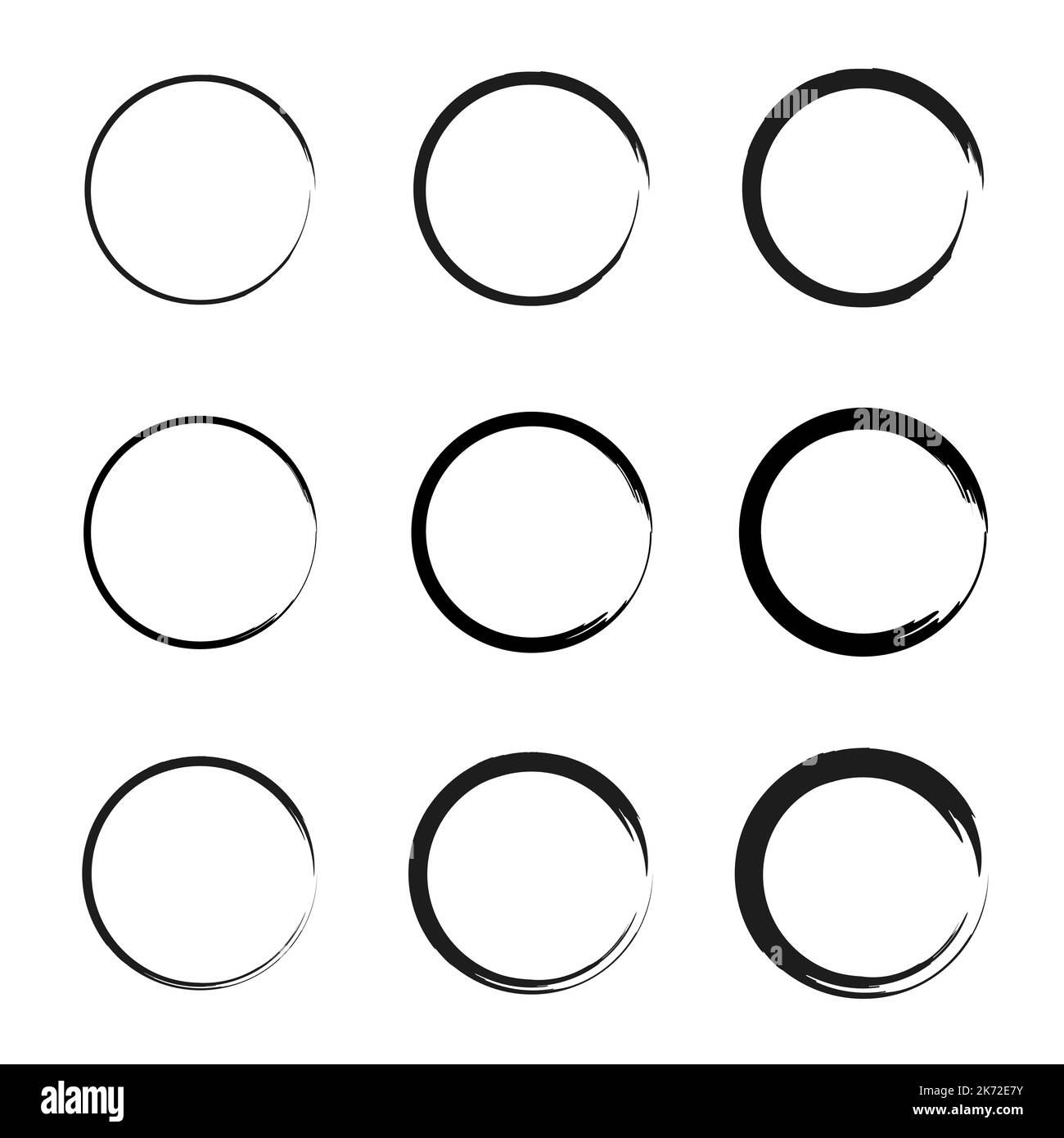 Collection of Round. Round frames in doodle style. Speed lines in