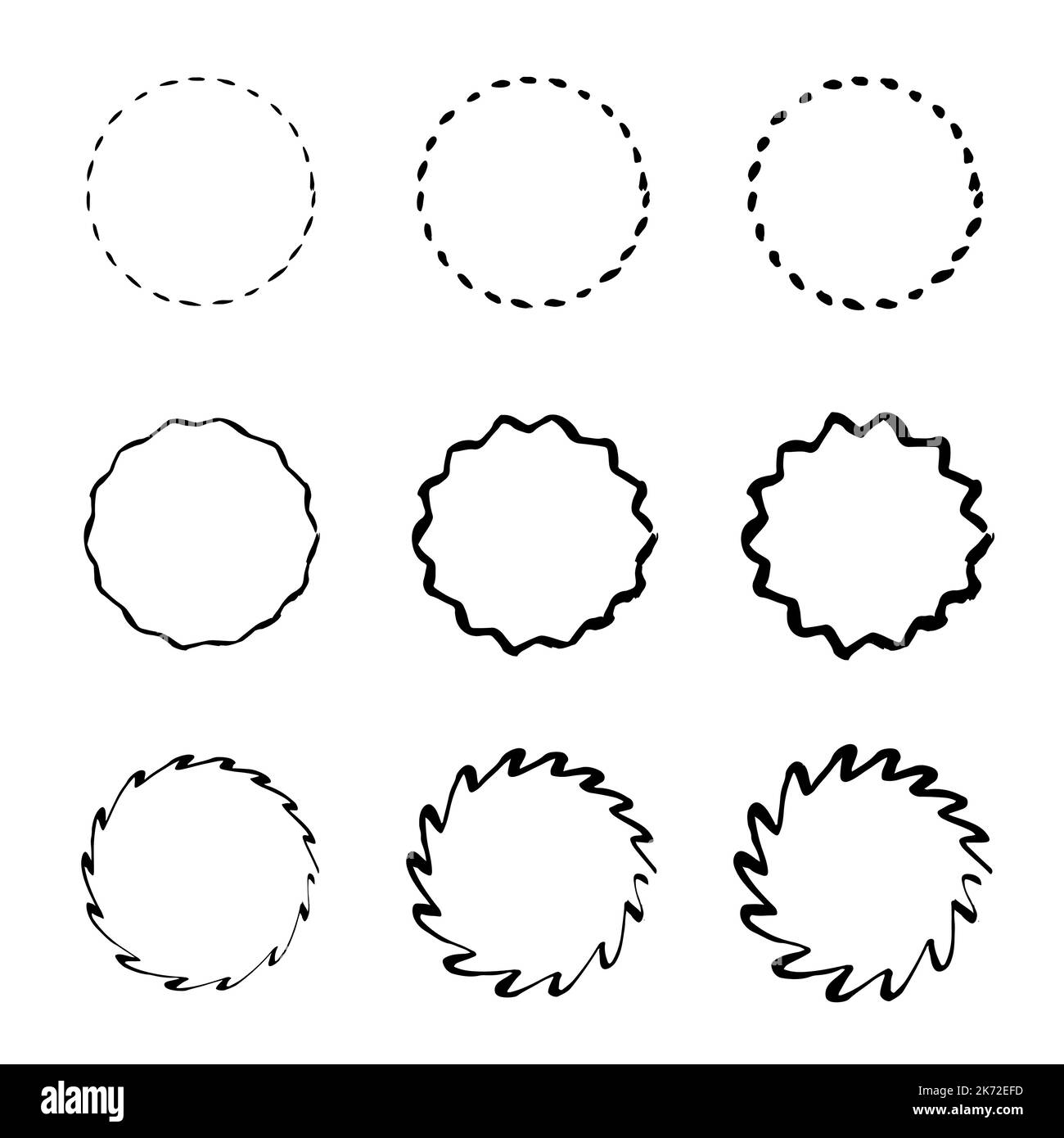 Hand drawn circles sketch frame set. Black Vector doodle ellipses ...