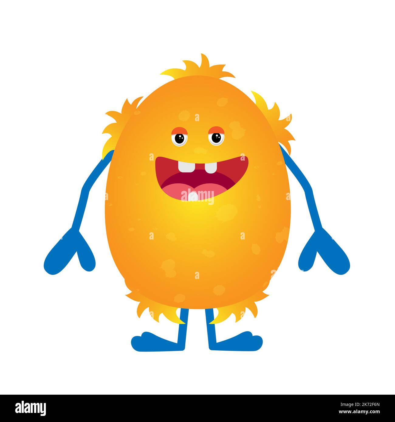 Funny hairy monster with a big smile. Vector illustration isolated on white Stock Vector