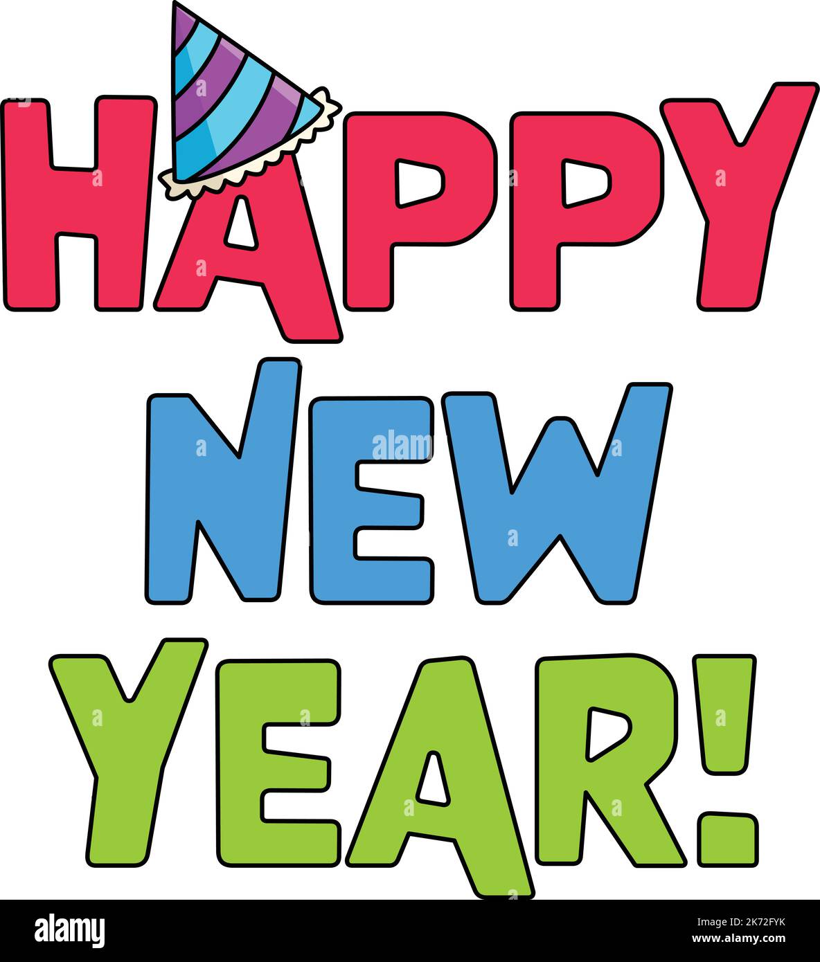 Happy New Year January 1 Cartoon Colored Clipart Stock Vector Image