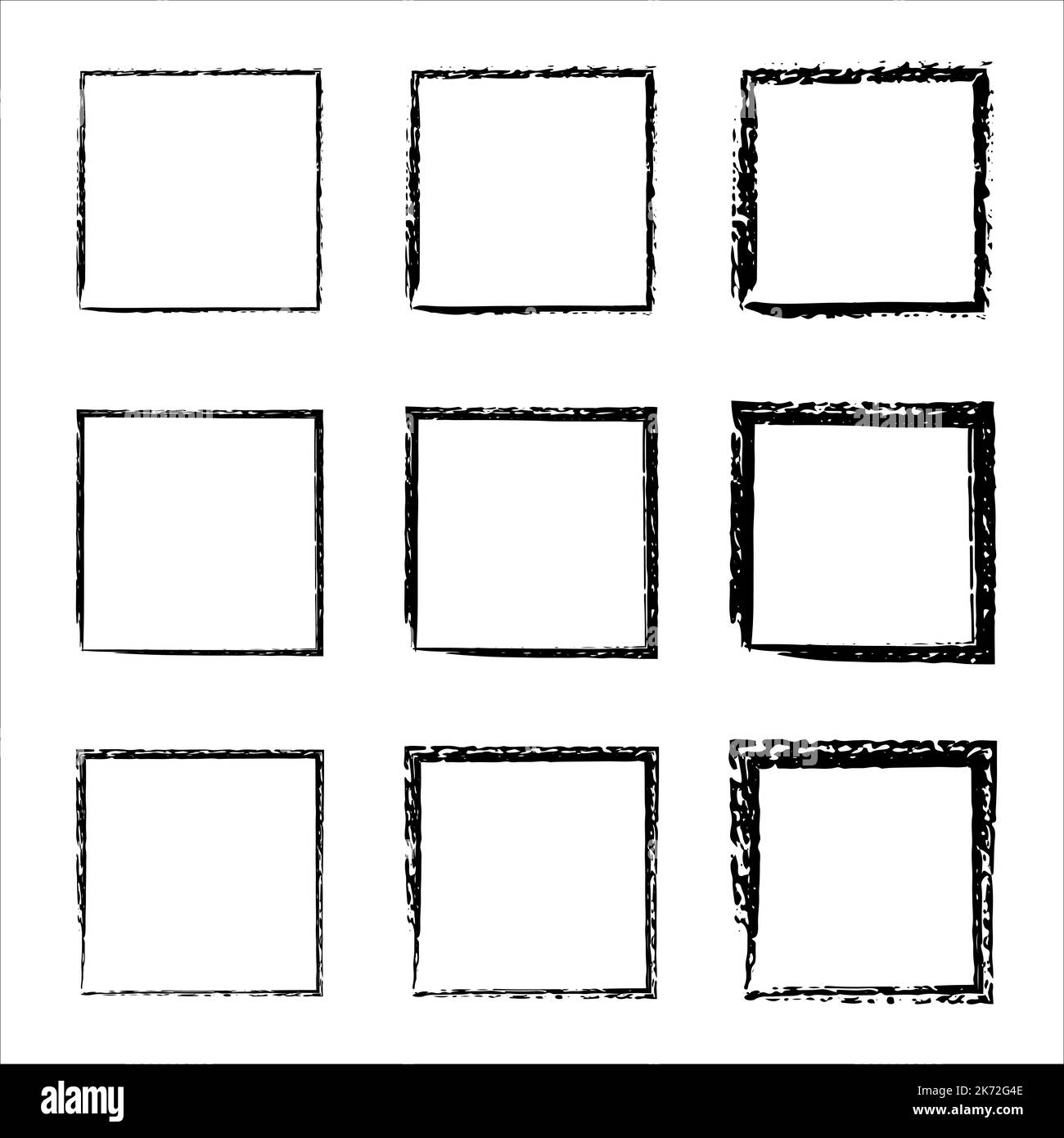 Collection of square black hand drawn grunge frames. borders set. Set ...