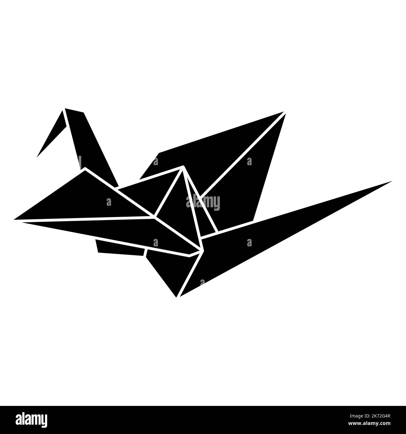 Origami crane vector silhouette illustration icon isolated on white