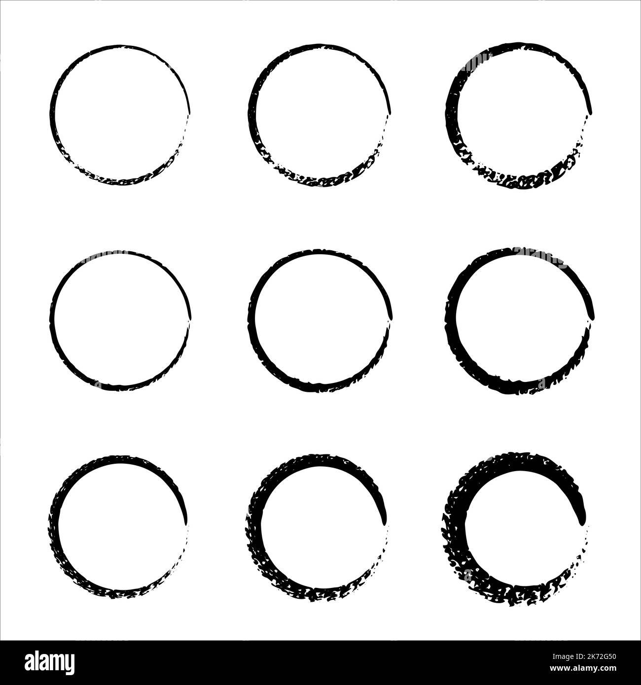 Set of black circles. Black Vector doodle ellipses. Doodle circles for