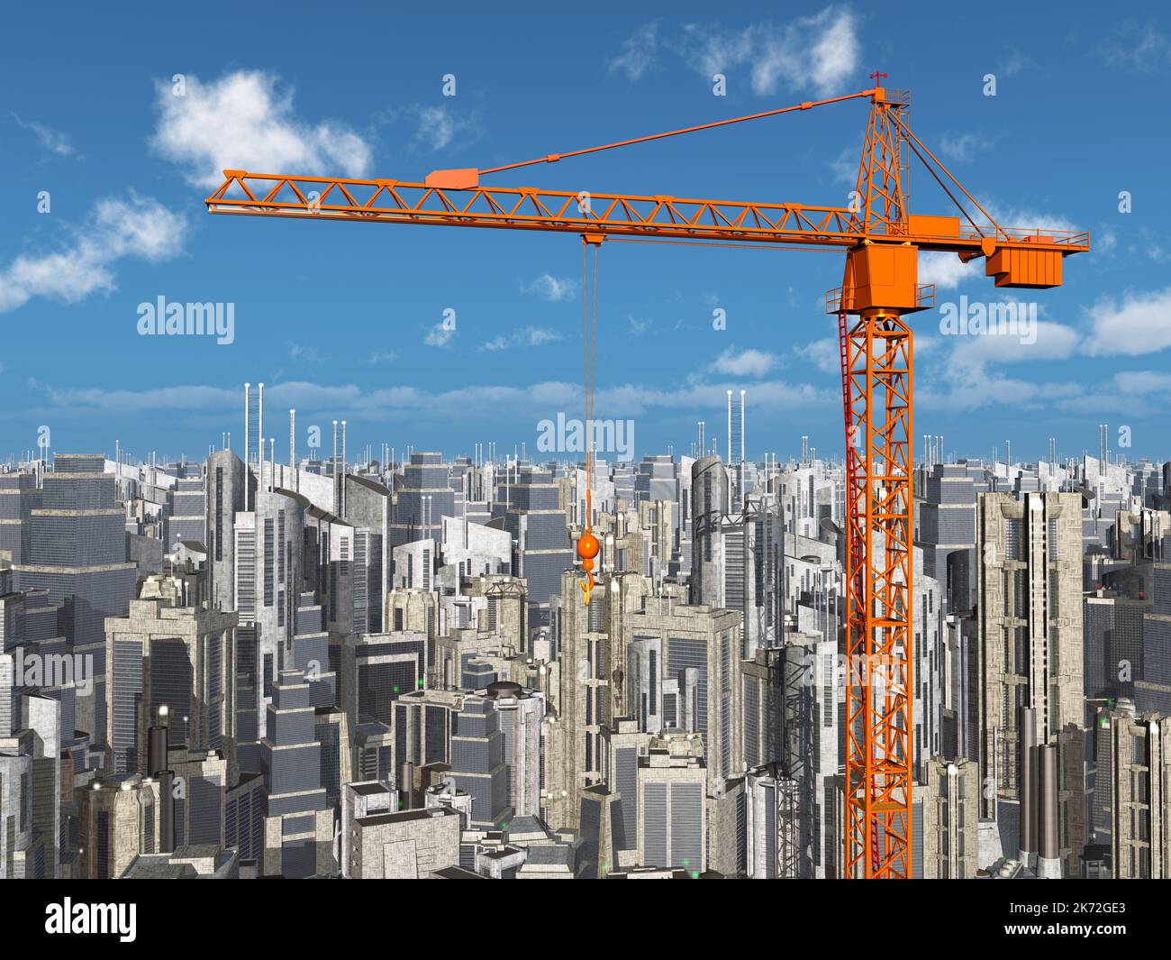 Construction cranes in a big city Stock Photo - Alamy