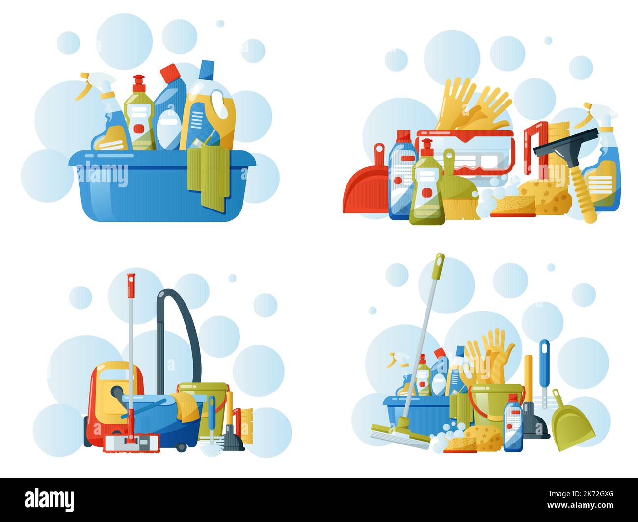 Set of cleanig supplies elements. Bucket with cleaning supplies ...