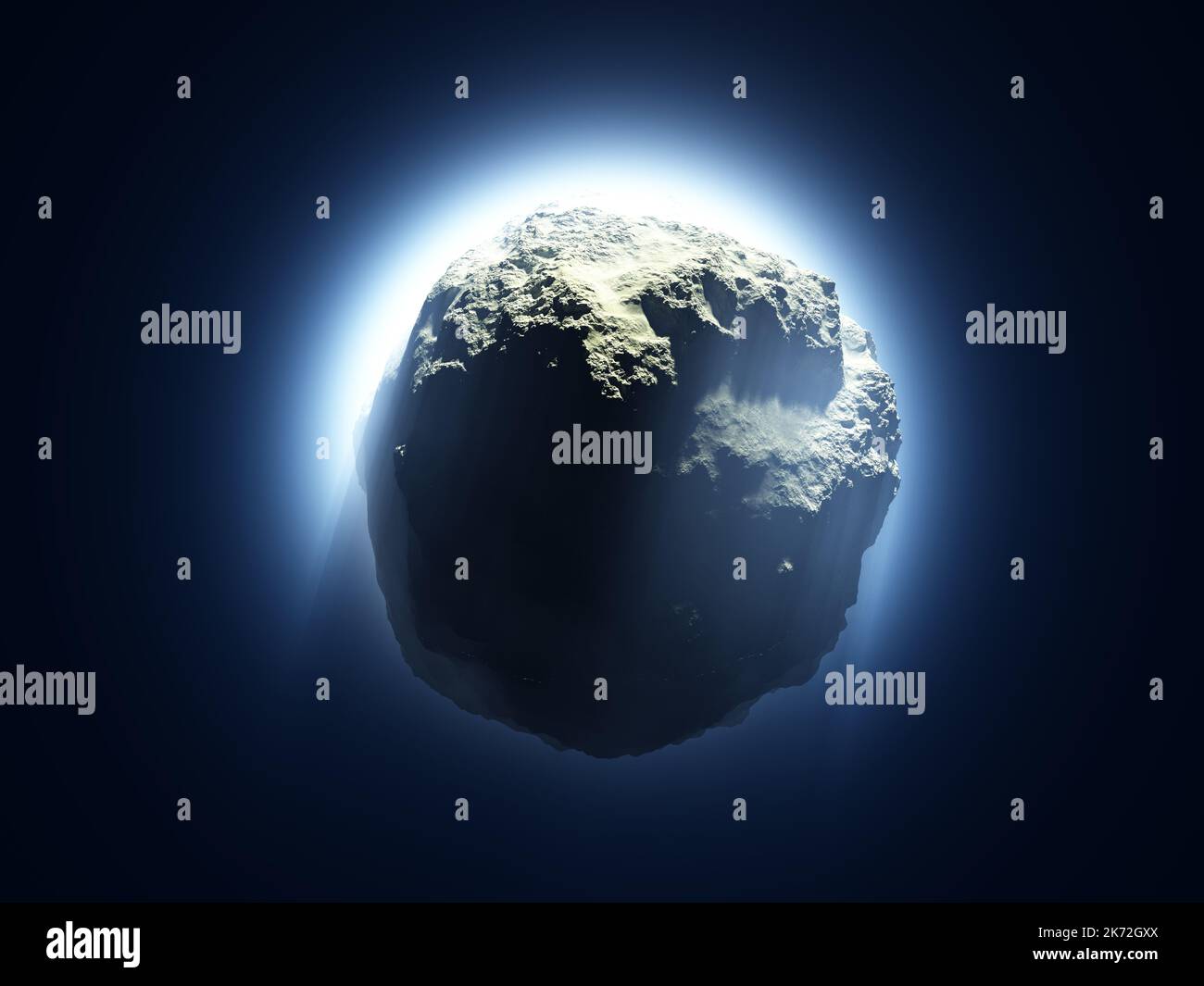 Asteroid hurtles through space Stock Photo
