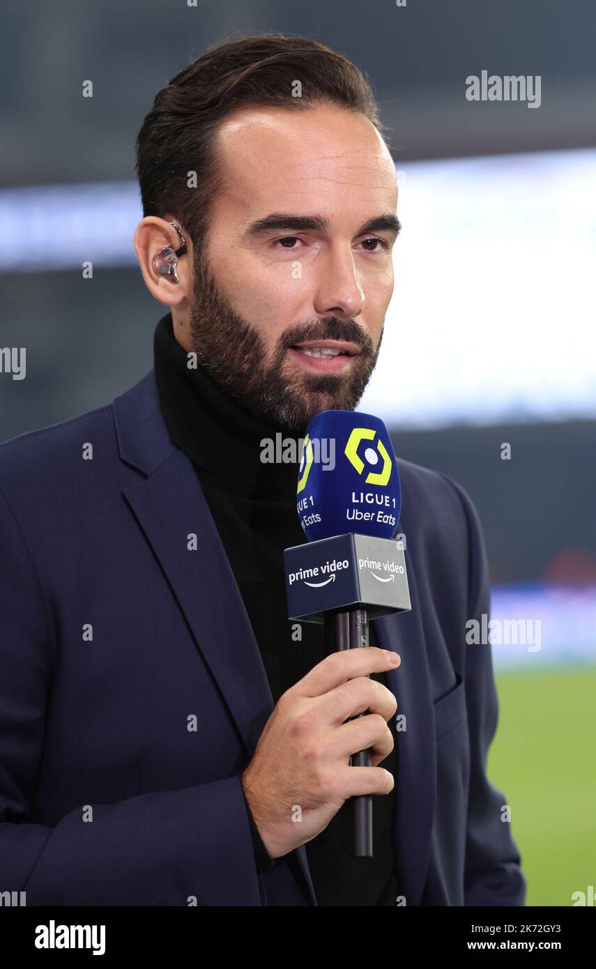 Commentator Thibault Le Rol of Amazon Prime Video comments the French  championship Ligue 1 football match between Paris Saint-Germain (PSG) and  Olympique de Marseille (OM) on October 16, 2022 at Parc des