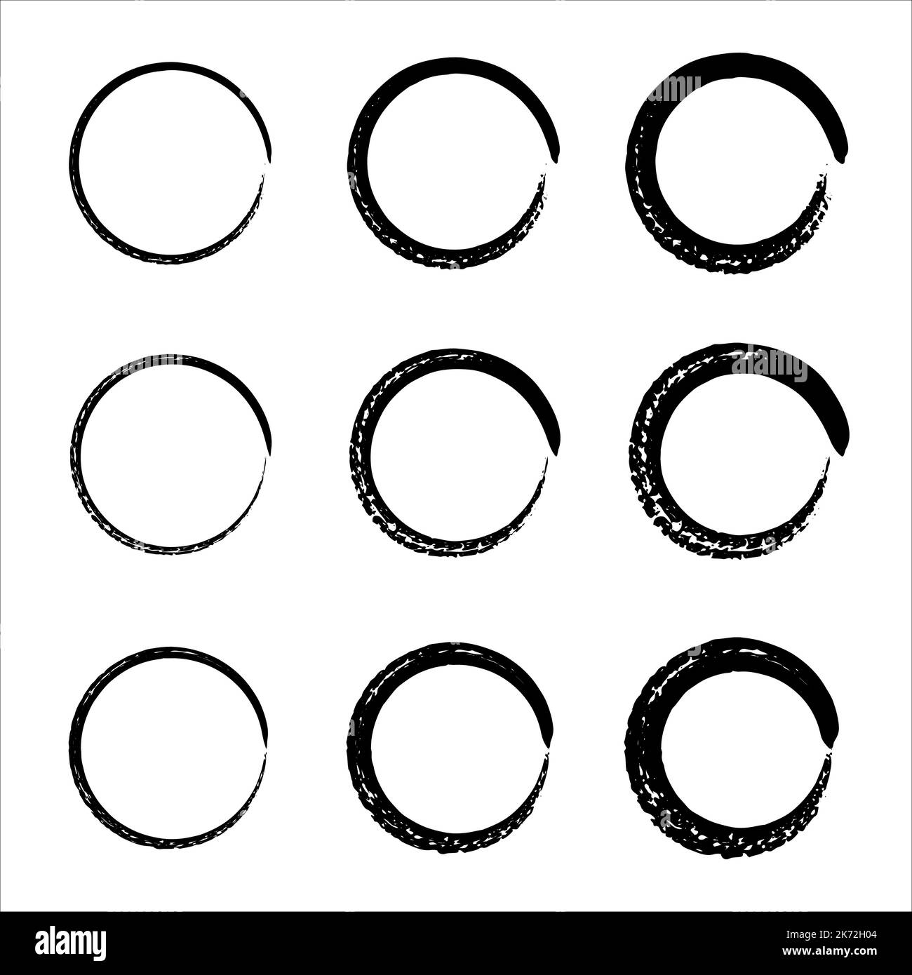 Hand drawn circles sketch frame set. Vector grunge round shapes. Speed