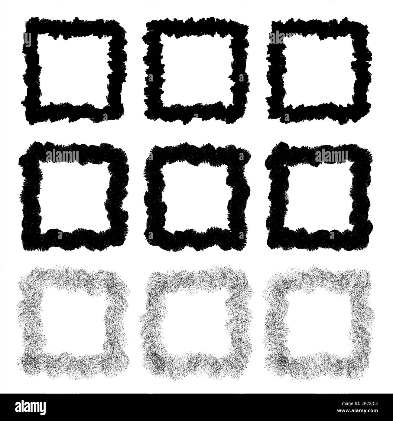 Hand drawn frames. Handdrawn square frame. Vector borders grunge ...
