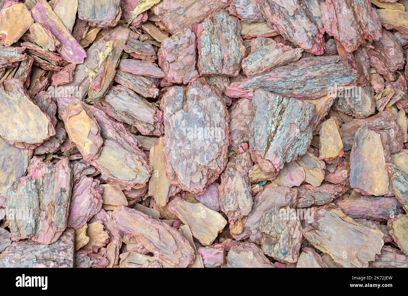 Shredded tree bark texture background. Stock Photo