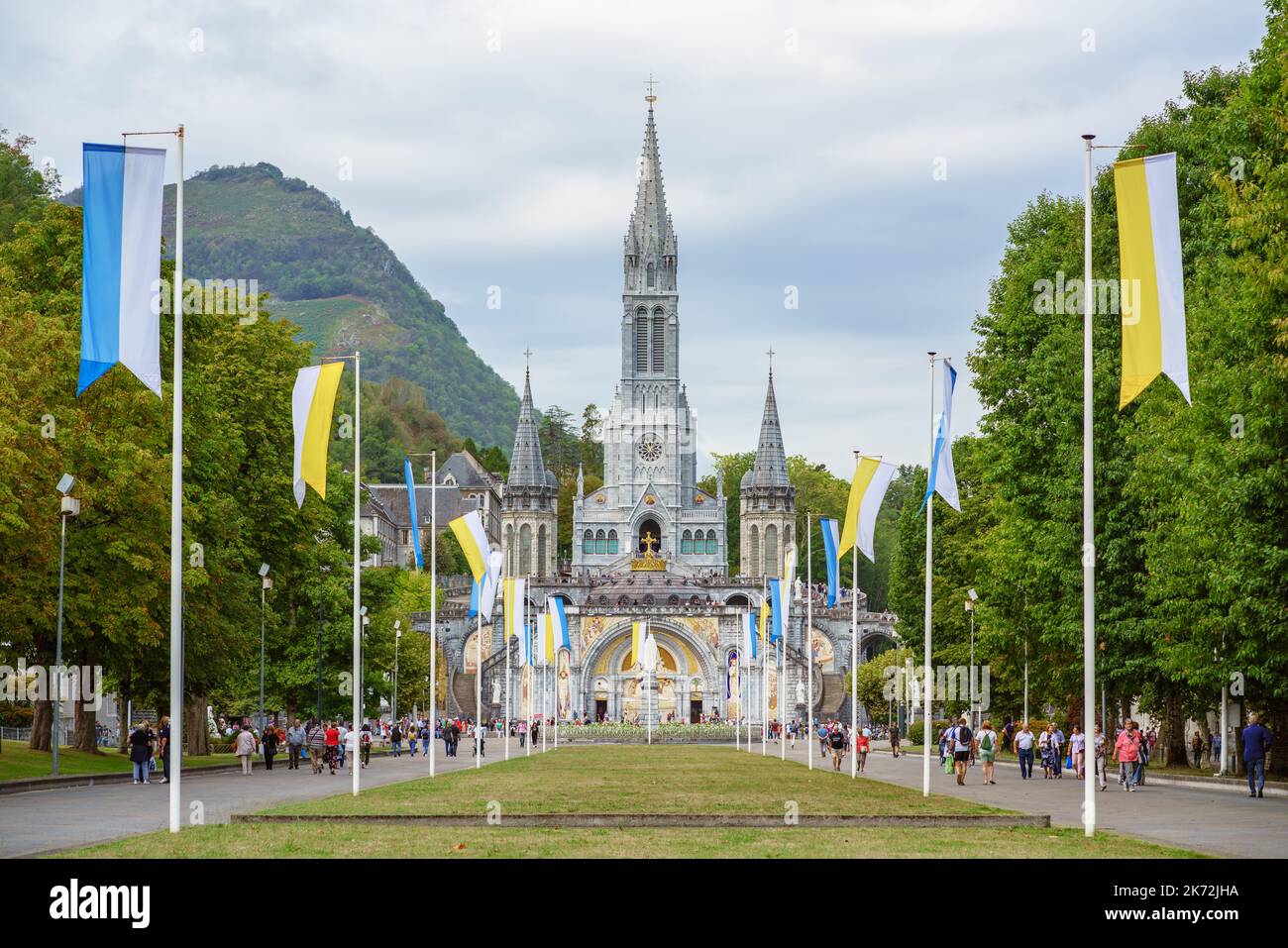 Lourdes, France. September 2, 2022. View of the Basilica in the