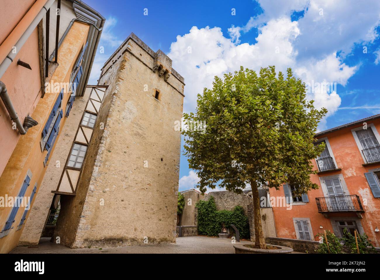 Tour de Garnavie, medieval tower built in the 14th century in the Lourdes Old Town France Stock Photo