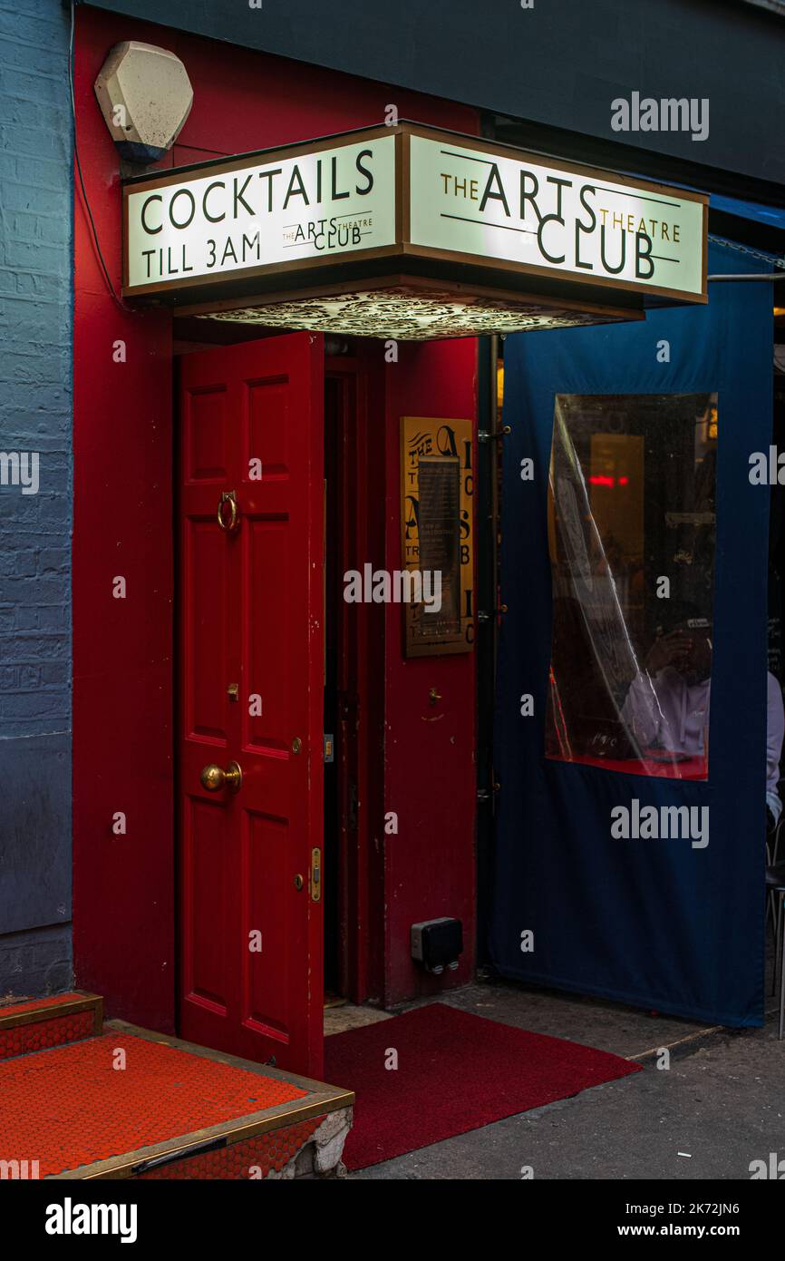 The Arts Theatre Club Soho London - private members club located at 50 Frith Street, Soho, London. Stock Photo