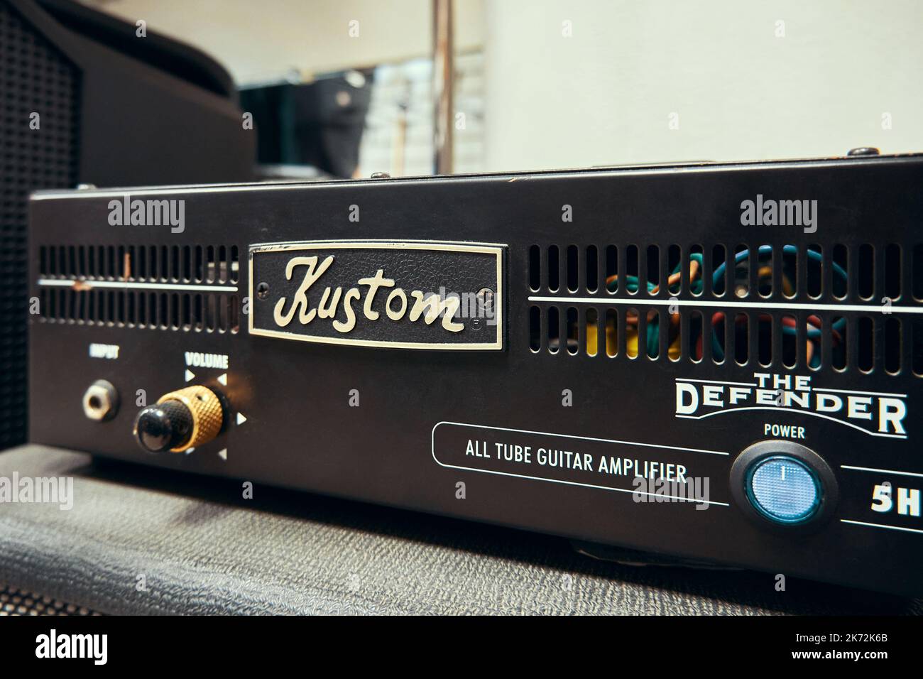 Kustom Tube Guitar Amplifier close up. Kustom Amplification is a manufacturer of guitar and bass