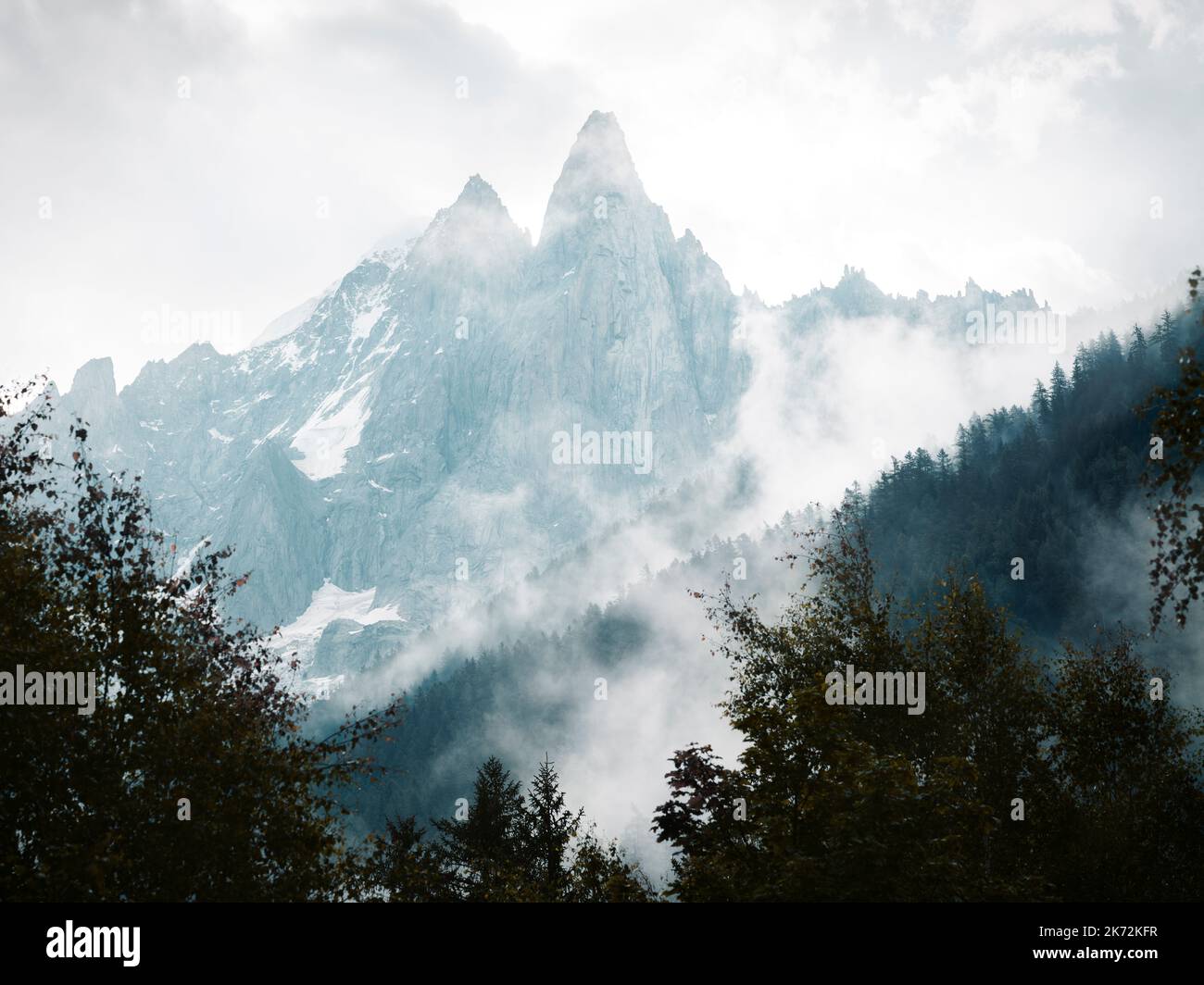 View of misty mountains Stock Photo - Alamy