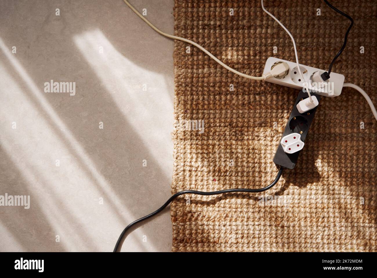 Plugs in extension cords Stock Photo