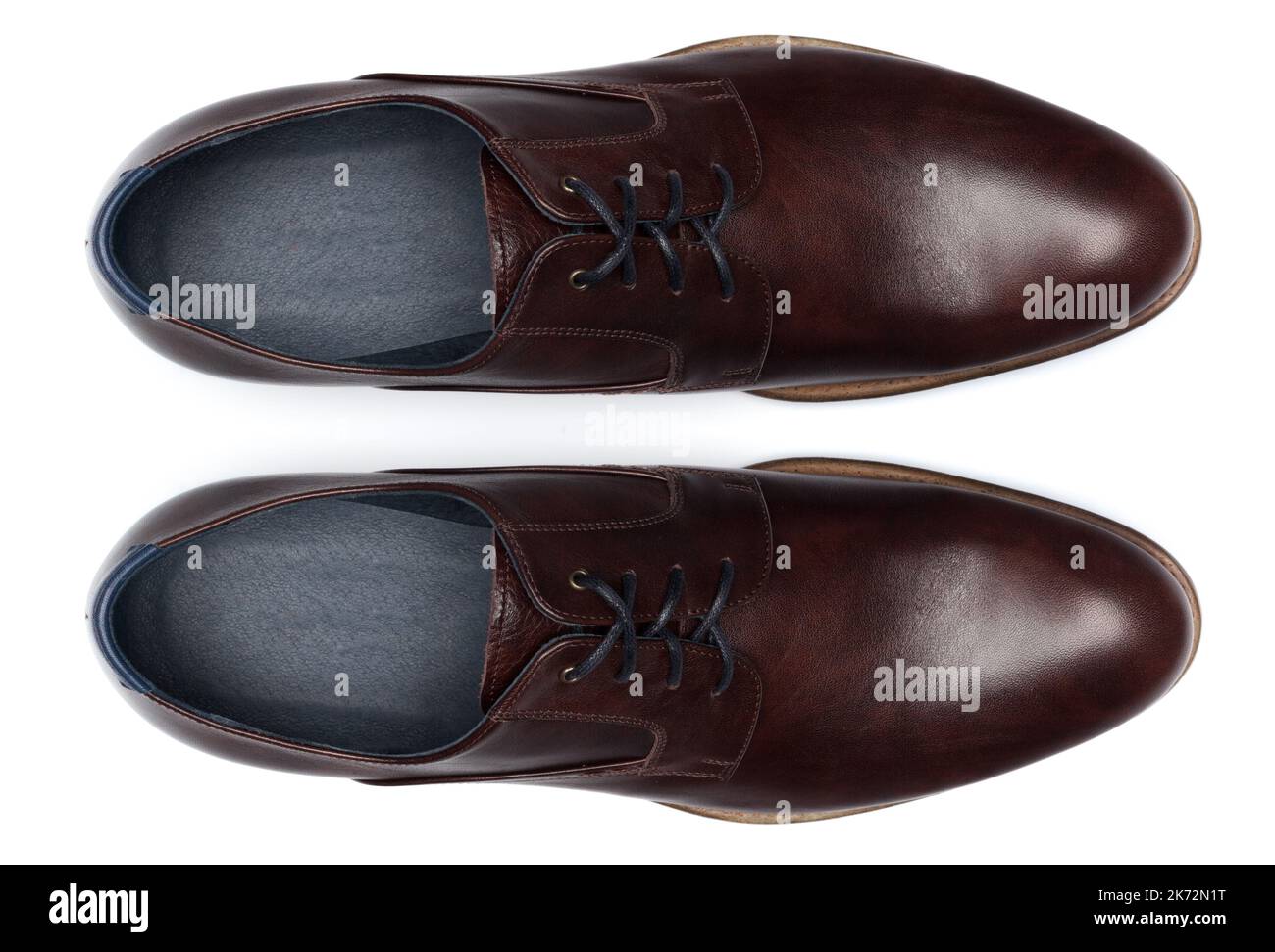 Classic male leather shoes isolated on a white, top view Stock Photo ...