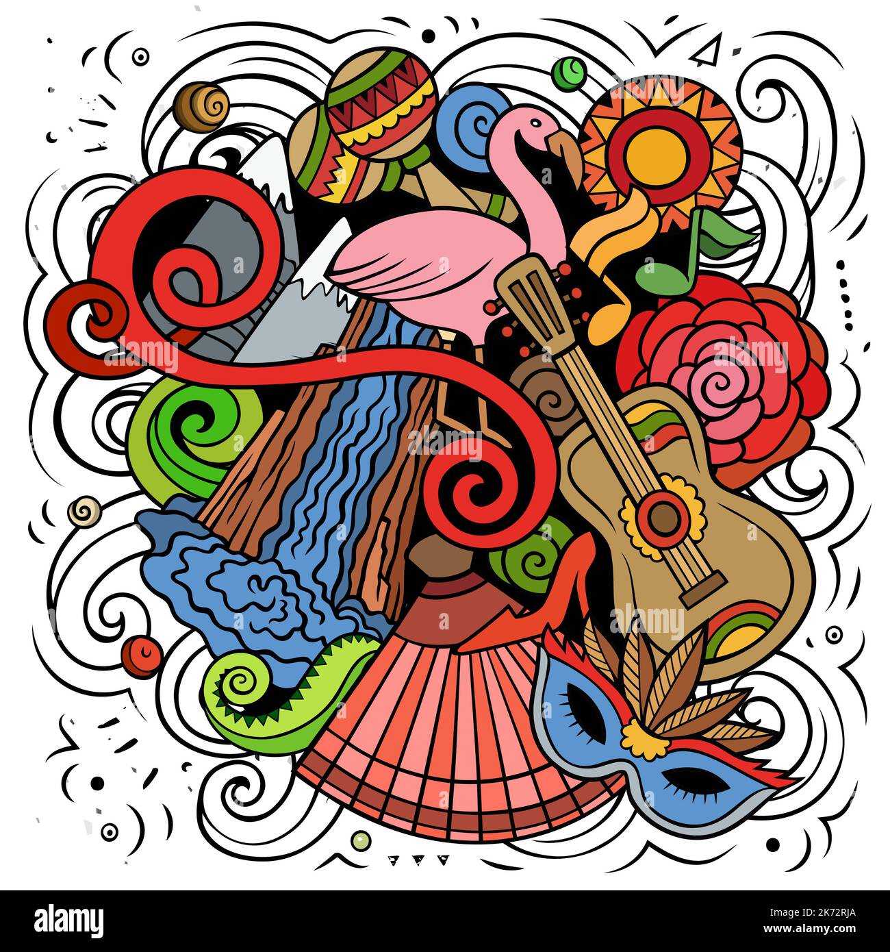 Argentina hand drawn cartoon doodles illustration. Funny design. Stock Vector