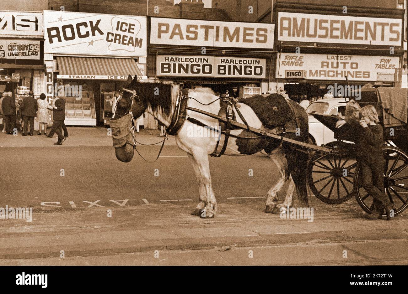 Vintage Blackpool, Lancashire, 1968, Horse and Carriage ride on the