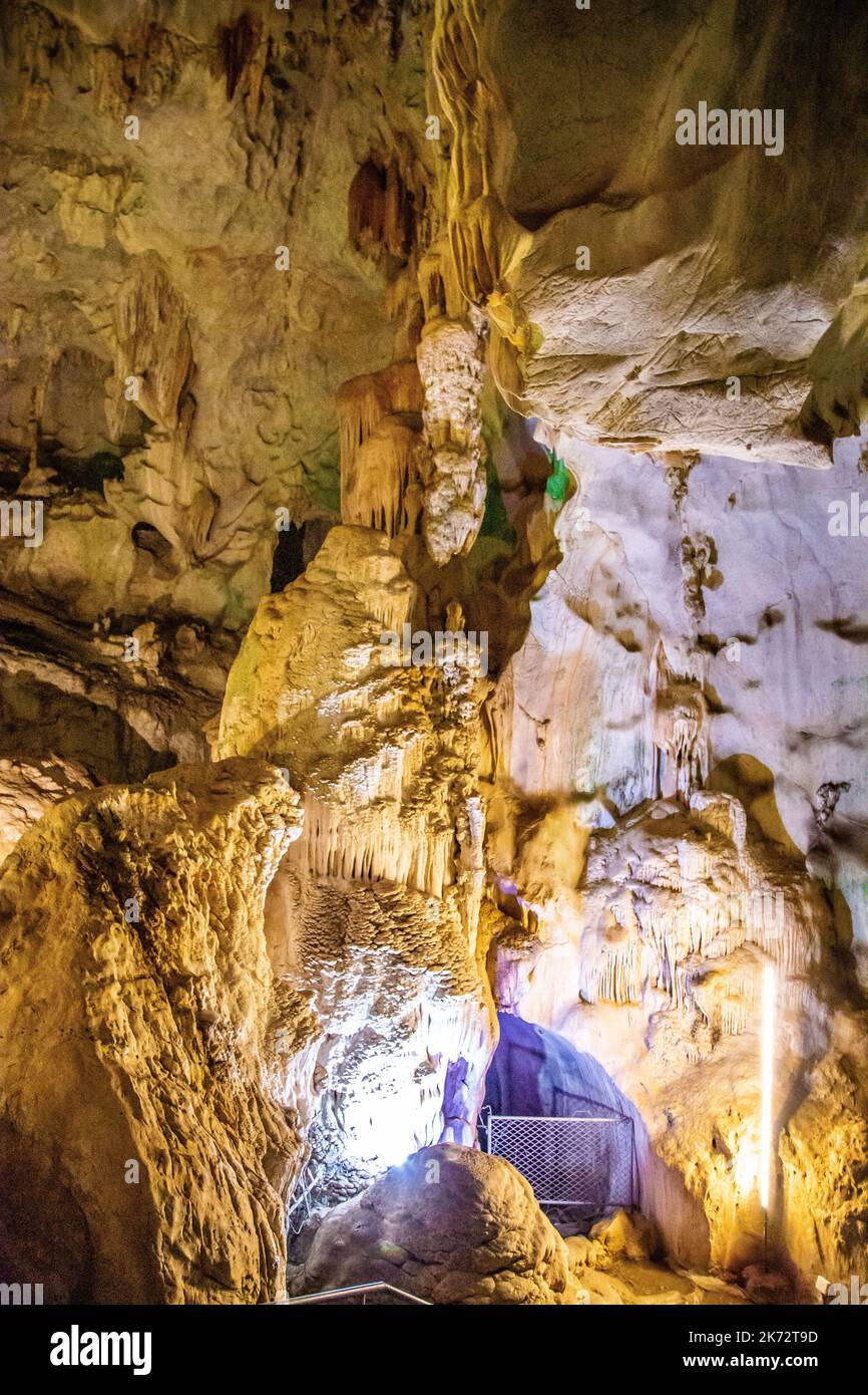 Wat Suwan Khuha temple in the cave with buddha statues, in Phang Nga