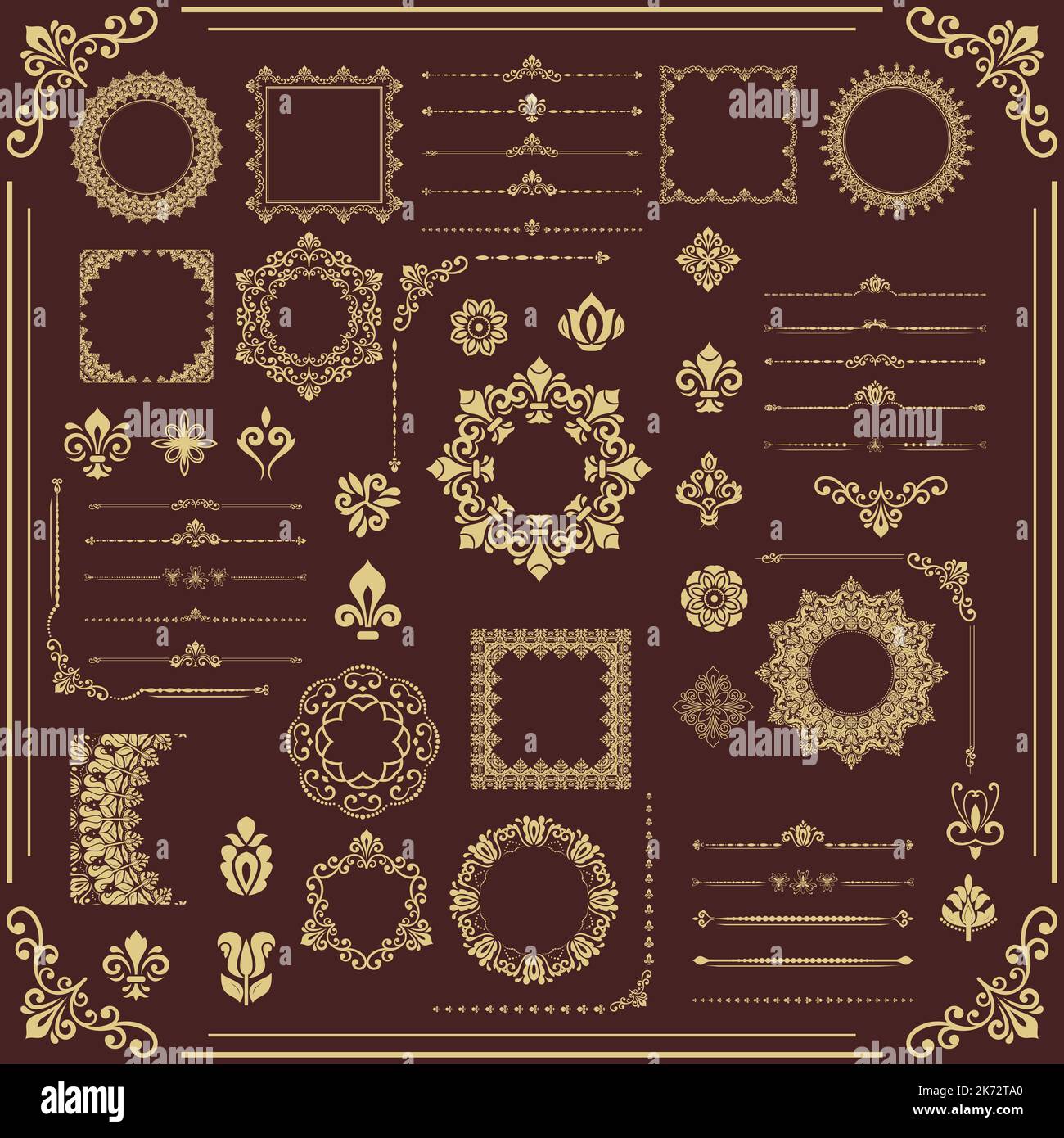 Vintage set of vector horizontal, square and round elements. Elements ...