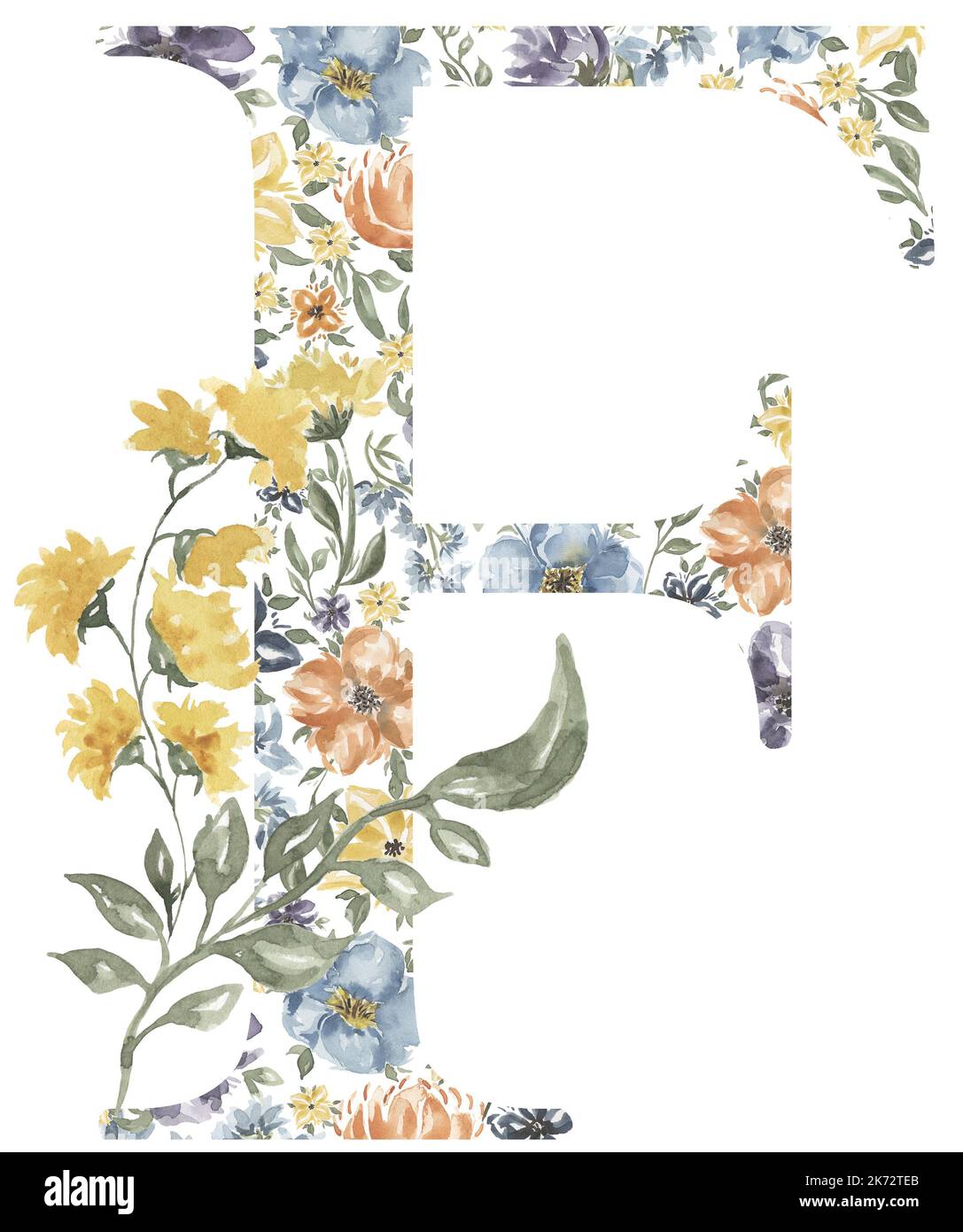 Watercolor Floral Gold Monogram - Letter M | Art Board Print