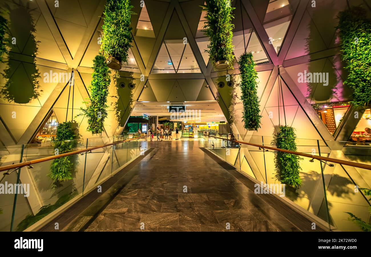 A view of Terminal 2 Linkway to Jewel Changi Airport. Stock Photo