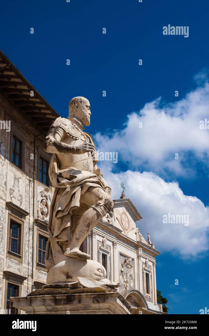Piazza dei Cavalieri (Knights' Square) in Pisa, the 2nd most important place in the city and  a jewel of the Italian Renaissance, with Cosimo I Medici Stock Photo