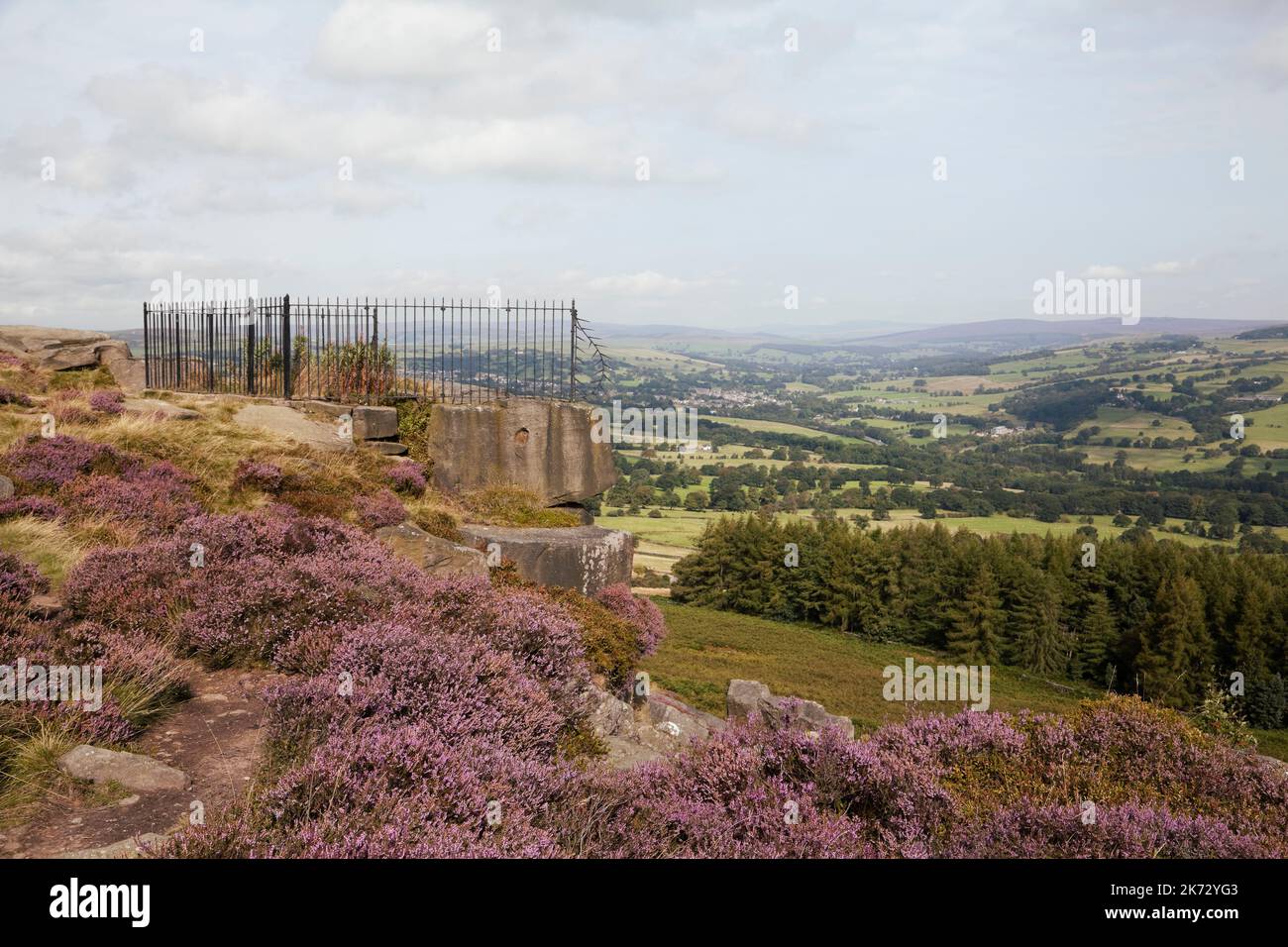 A view of Wharfedale from the Swastika Stone on Ilkley Moor, Yorkshire
