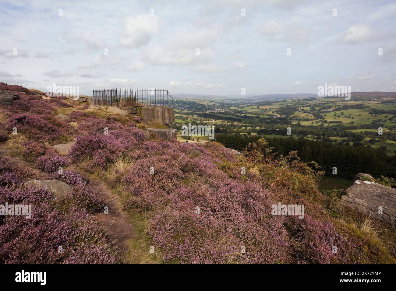A view of Wharfedale from the Swastika Stone on Ilkley Moor, Yorkshire