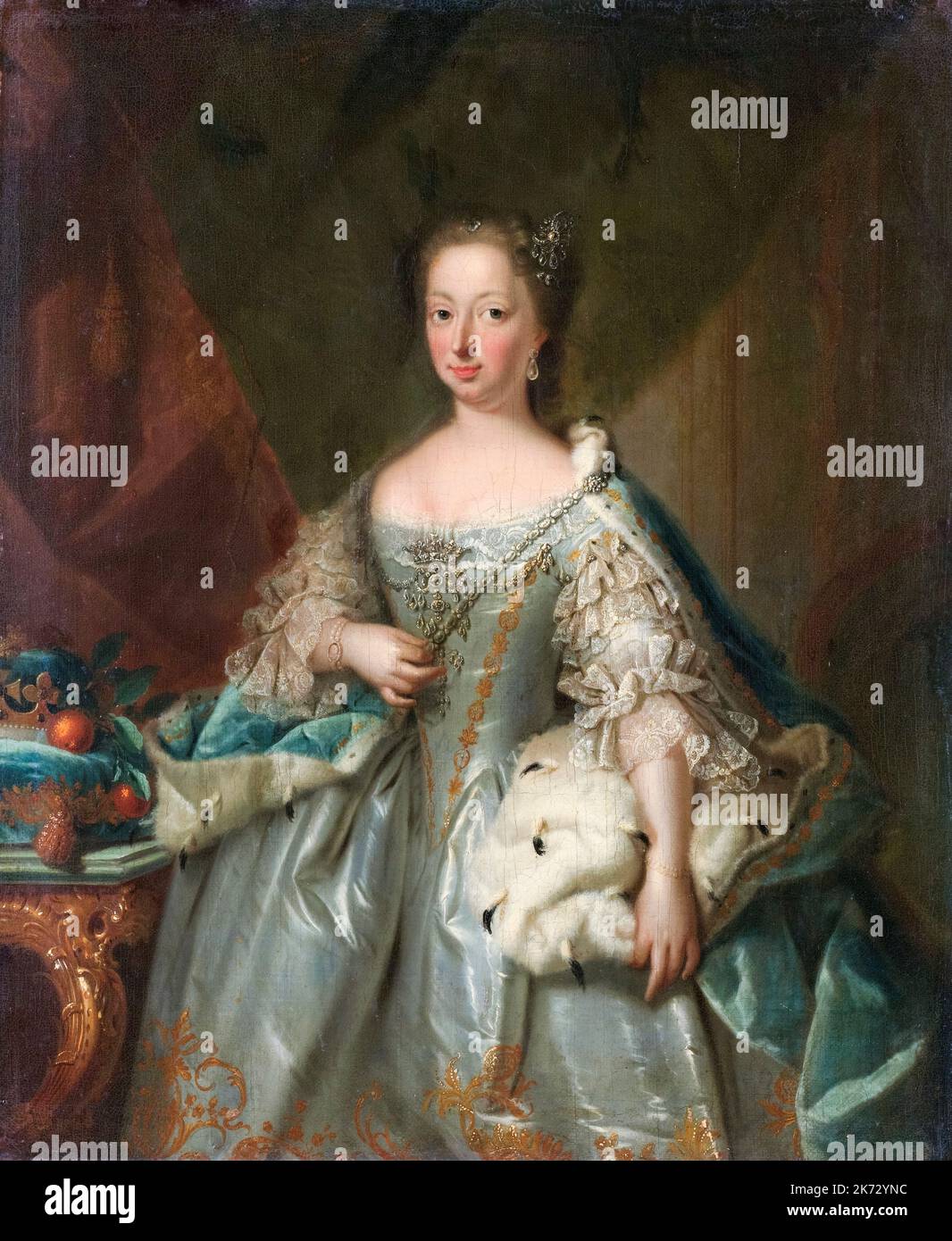 Anne of Hanover (1709-1759), Princess Royal and Princess of Orange, wife of William IV, Prince of Orange, portrait painting in oil on canvas by Johann Valentin Tischbein, 1753 Stock Photo